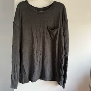 Free People Fade Into You Knit Top - Washed Black